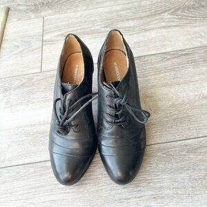 Roberto Vianni Black Buttery Leather Lace zip Heeled Bootie